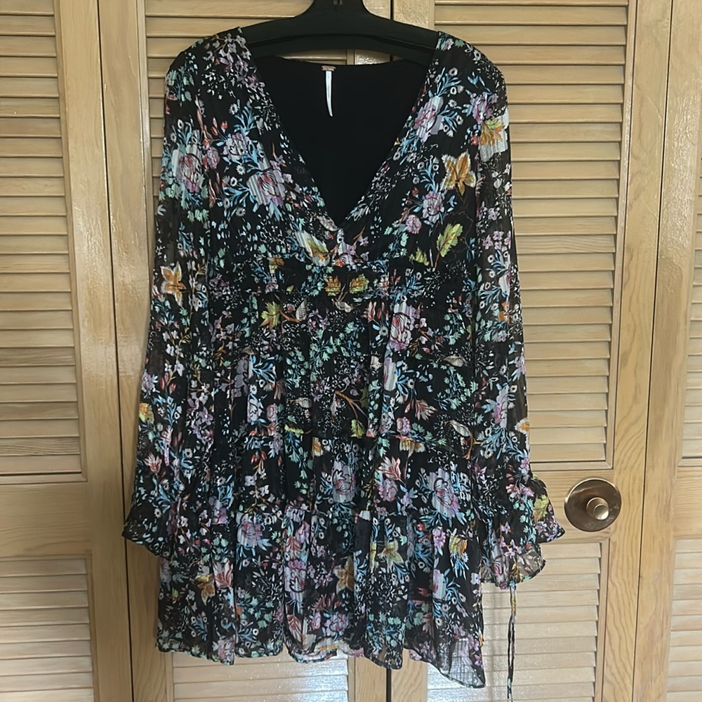 Free People floral ruffled mini dress